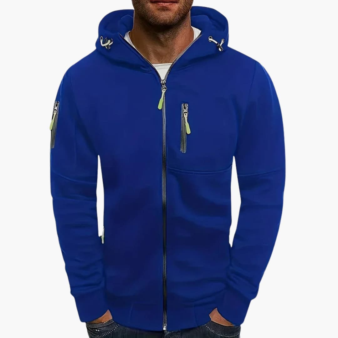Herren Kapuzenjacke mit Reißverschluss und Taschen Details