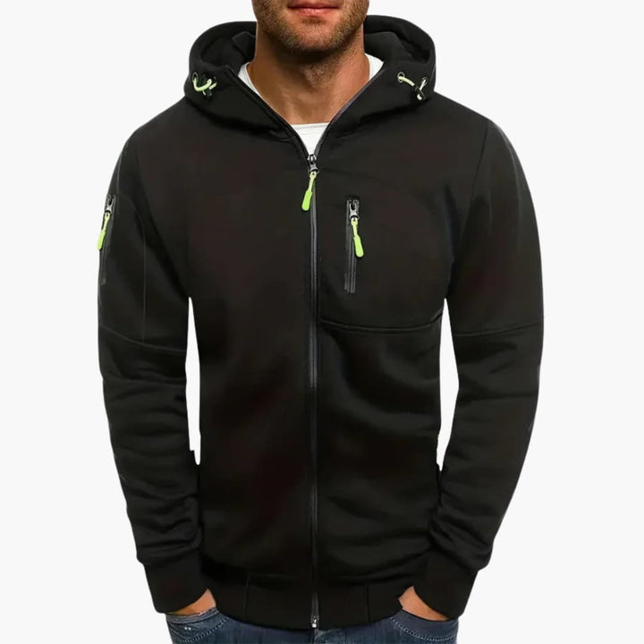 Herren Kapuzenjacke mit Reißverschluss und Taschen Details