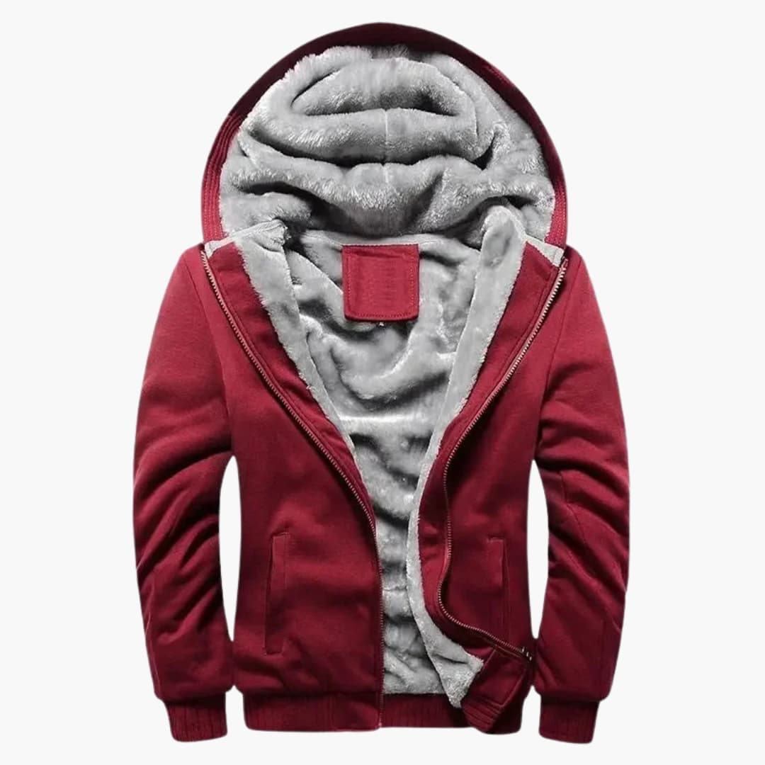 Herren Kapuzenjacke mit durchgehendem Reißverschluss und Fleece-Innenfutter