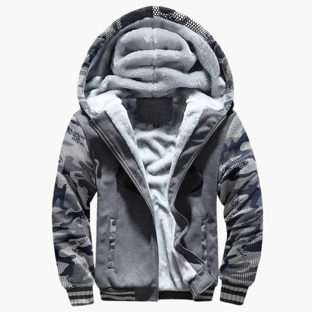Herren Kapuzenjacke mit durchgehendem Reißverschluss und Fleece-Innenfutter