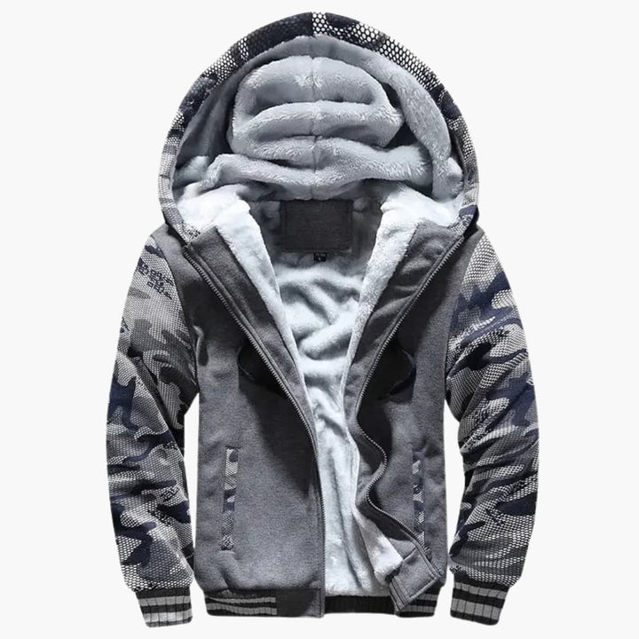 Herren Kapuzenjacke mit durchgehendem Reißverschluss und Fleece-Innenfutter
