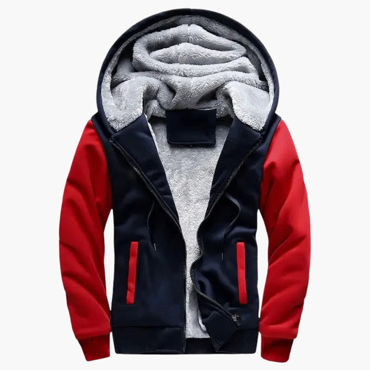 Herren Kapuzenjacke mit durchgehendem Reißverschluss und Fleece-Innenfutter