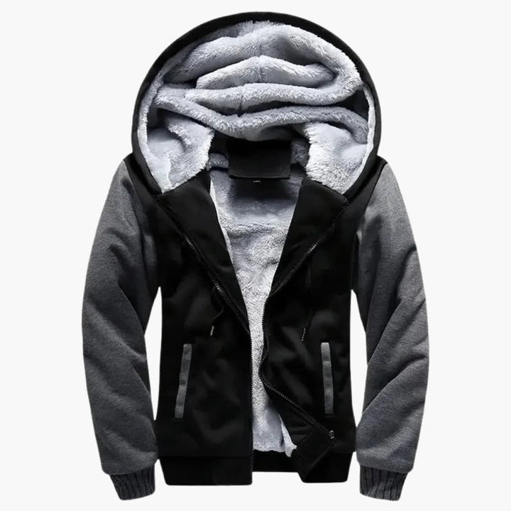 Herren Kapuzenjacke mit durchgehendem Reißverschluss und Fleece-Innenfutter