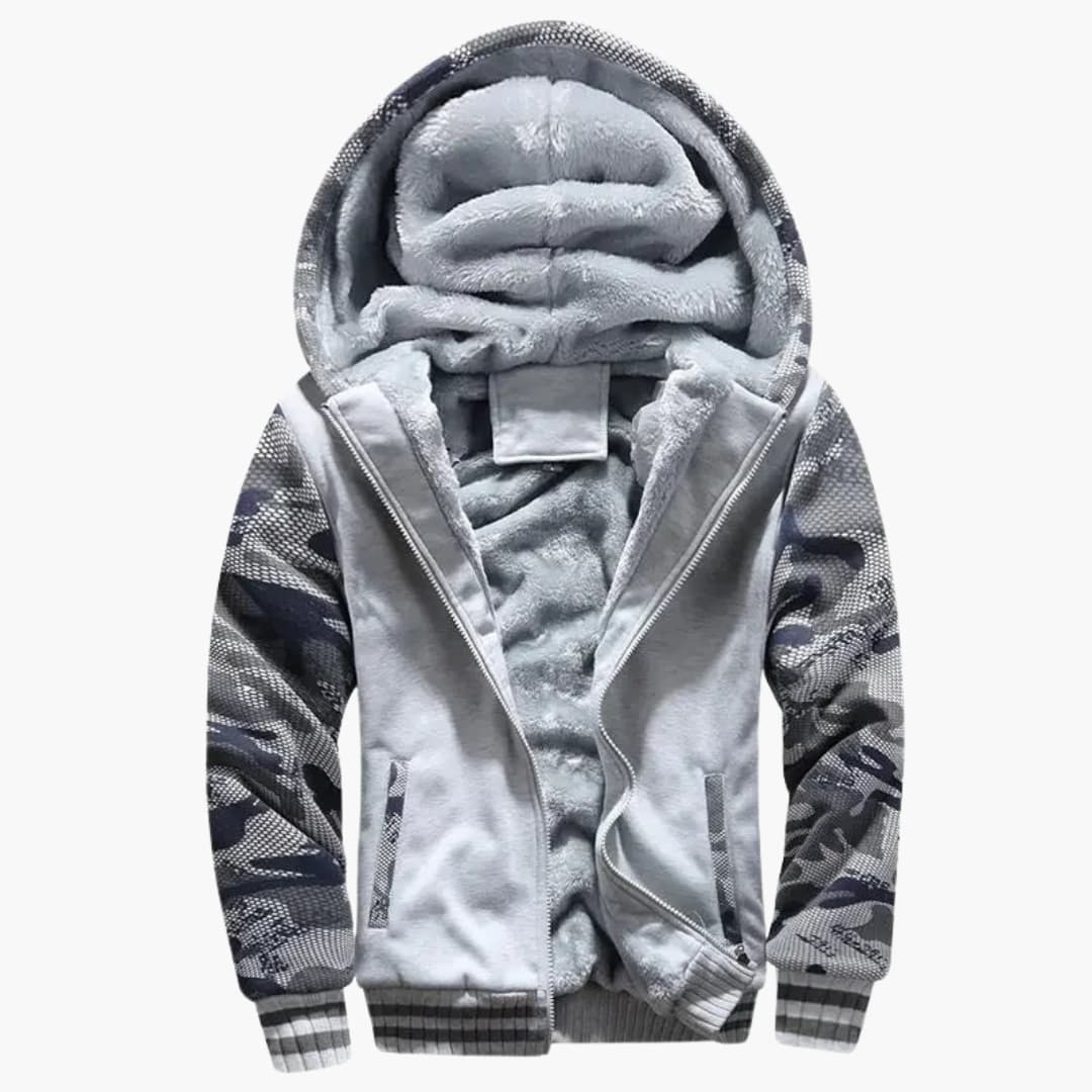 Herren Kapuzenjacke mit durchgehendem Reißverschluss und Fleece-Innenfutter