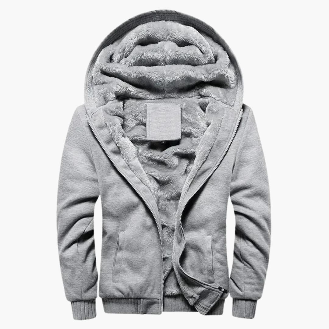 Herren Kapuzenjacke mit durchgehendem Reißverschluss und Fleece-Innenfutter