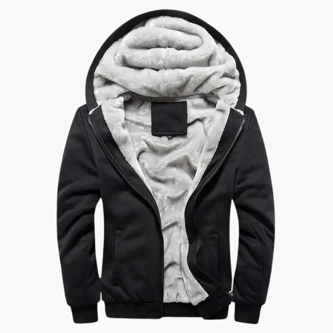 Herren Kapuzenjacke mit durchgehendem Reißverschluss und Fleece-Innenfutter