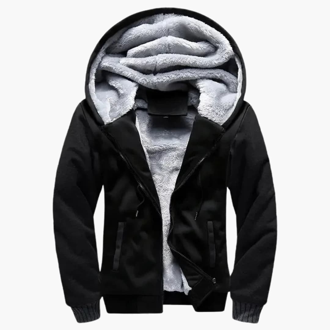 Herren Kapuzenjacke mit durchgehendem Reißverschluss und Fleece-Innenfutter