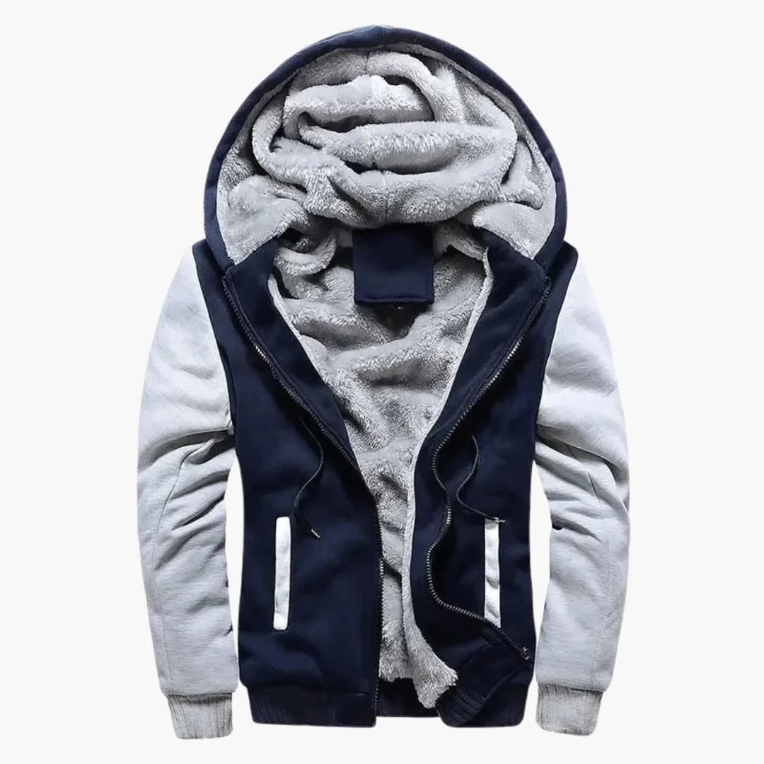 Herren Kapuzenjacke mit durchgehendem Reißverschluss und Fleece-Innenfutter