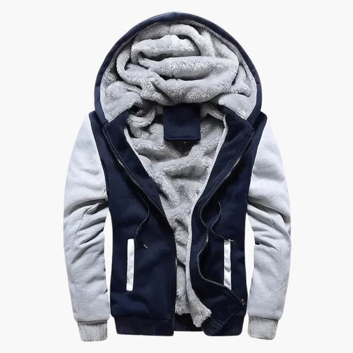 Herren Kapuzenjacke mit durchgehendem Reißverschluss und Fleece-Innenfutter
