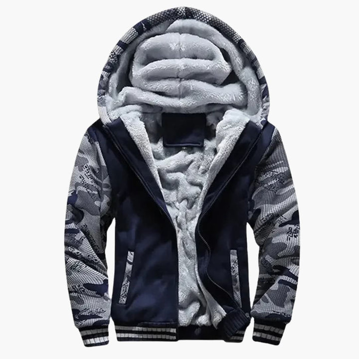 Herren Kapuzenjacke mit durchgehendem Reißverschluss und Fleece-Innenfutter