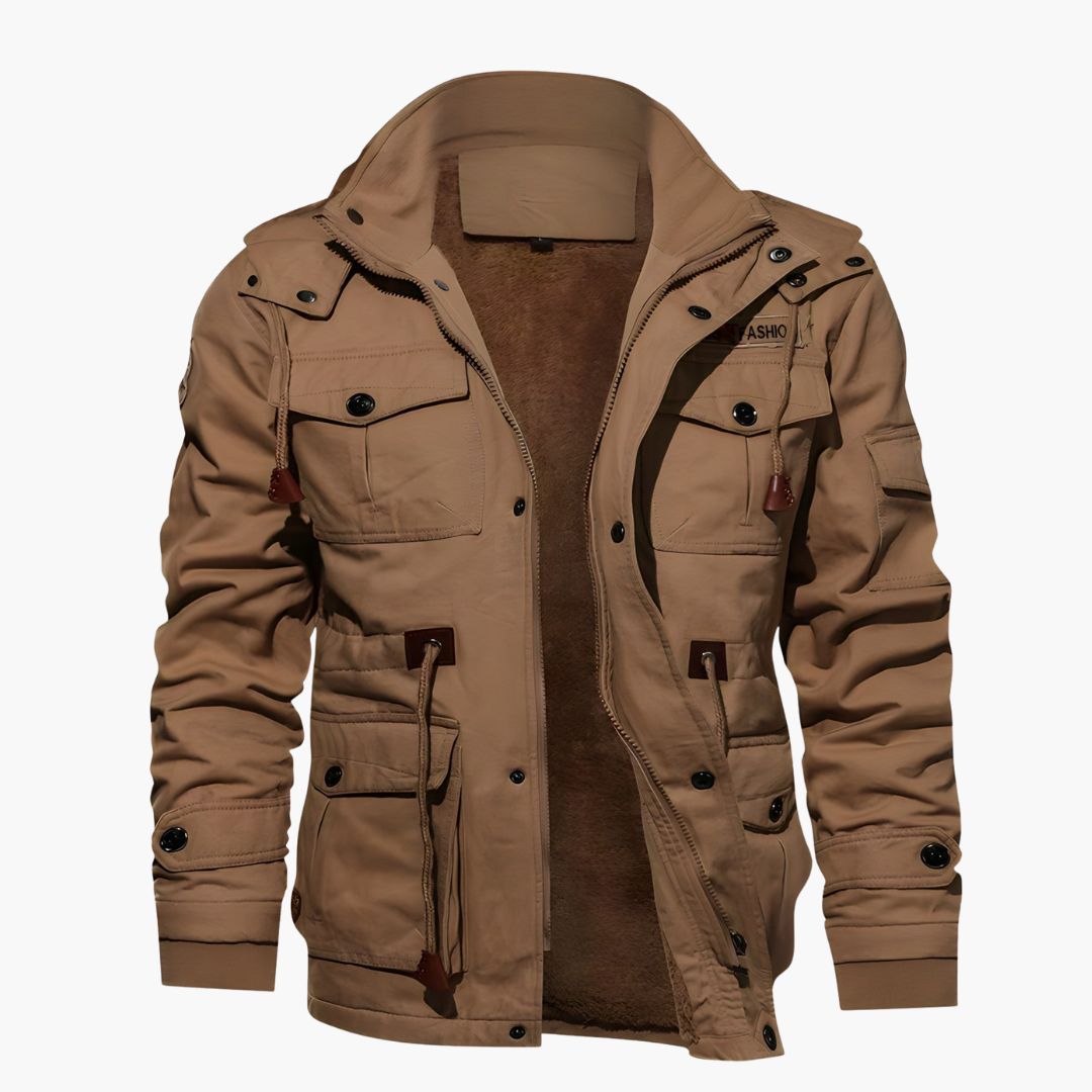 Herren Militärjacke mit Kapuze und mehreren Taschen