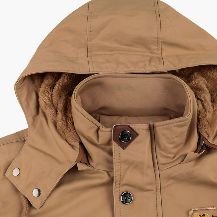 Herren Militärjacke mit Kapuze und mehreren Taschen