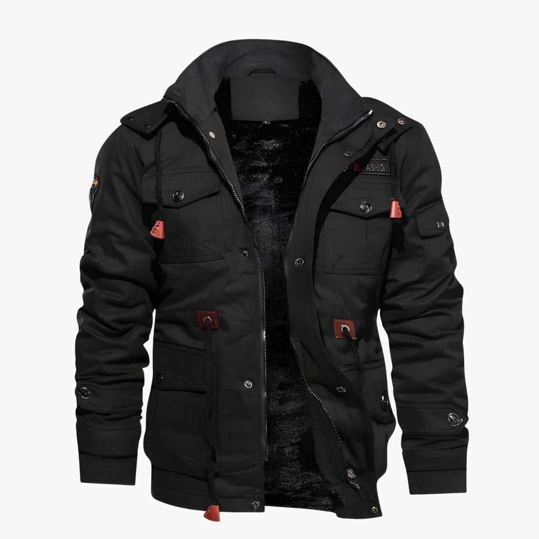 Herren Militärjacke mit Kapuze und mehreren Taschen