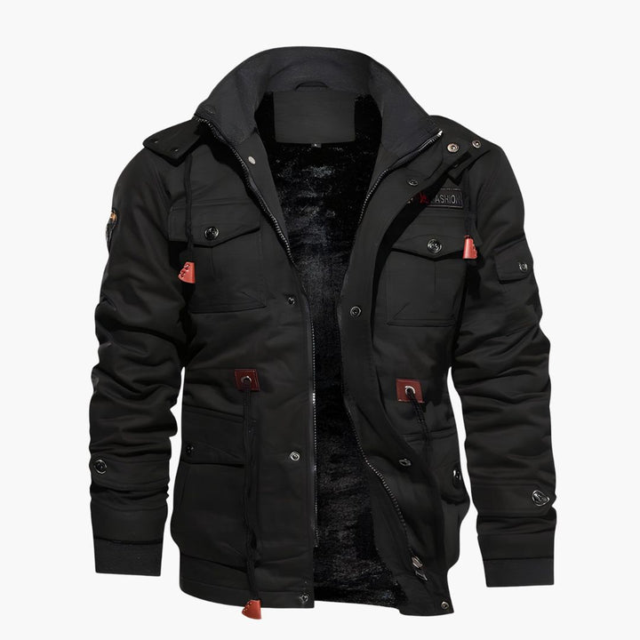 Herren Militärjacke mit Kapuze und mehreren Taschen