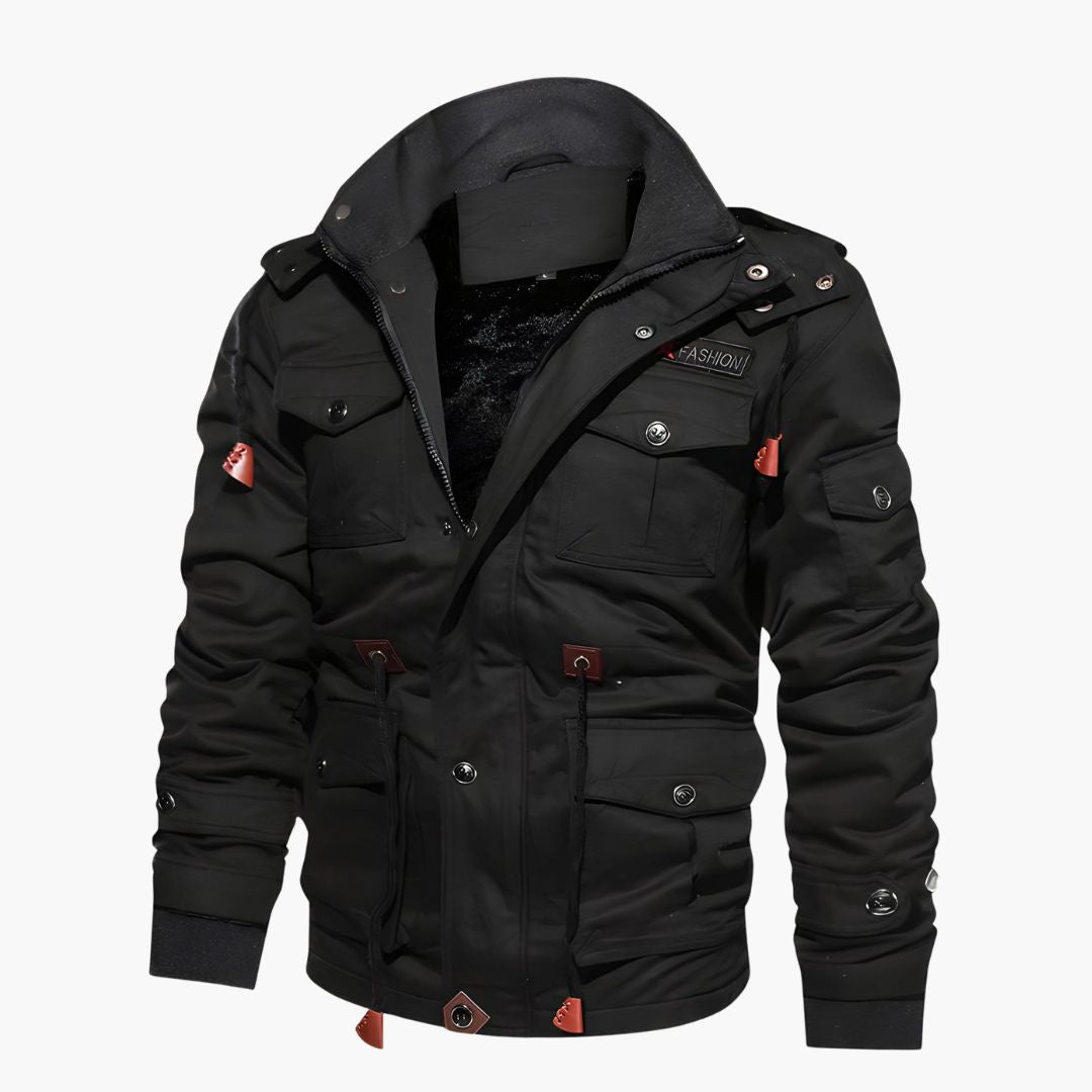 Herren Militärjacke mit Kapuze und mehreren Taschen