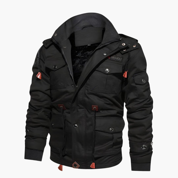 Herren Militärjacke mit Kapuze und mehreren Taschen