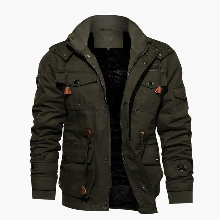 Herren Militärjacke mit Kapuze und mehreren Taschen