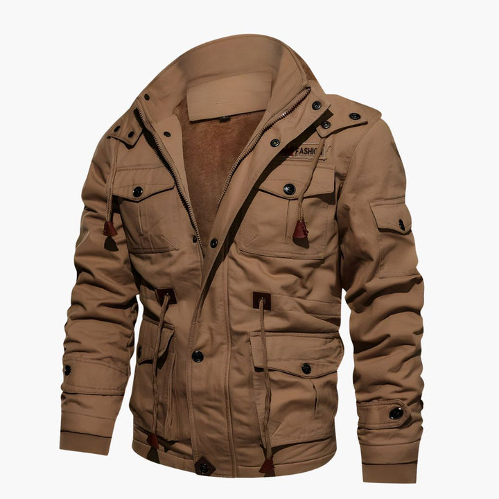 Herren Militärjacke mit Kapuze und mehreren Taschen