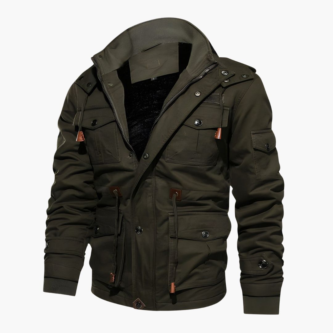 Herren Militärjacke mit Kapuze und mehreren Taschen