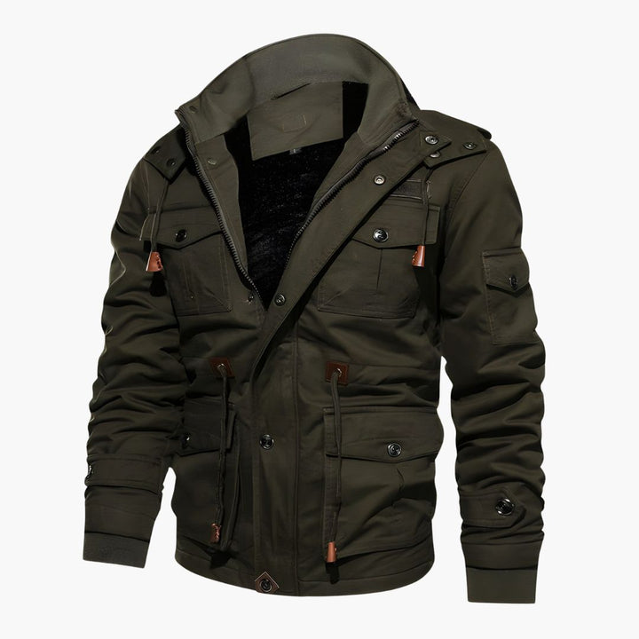 Herren Militärjacke mit Kapuze und mehreren Taschen