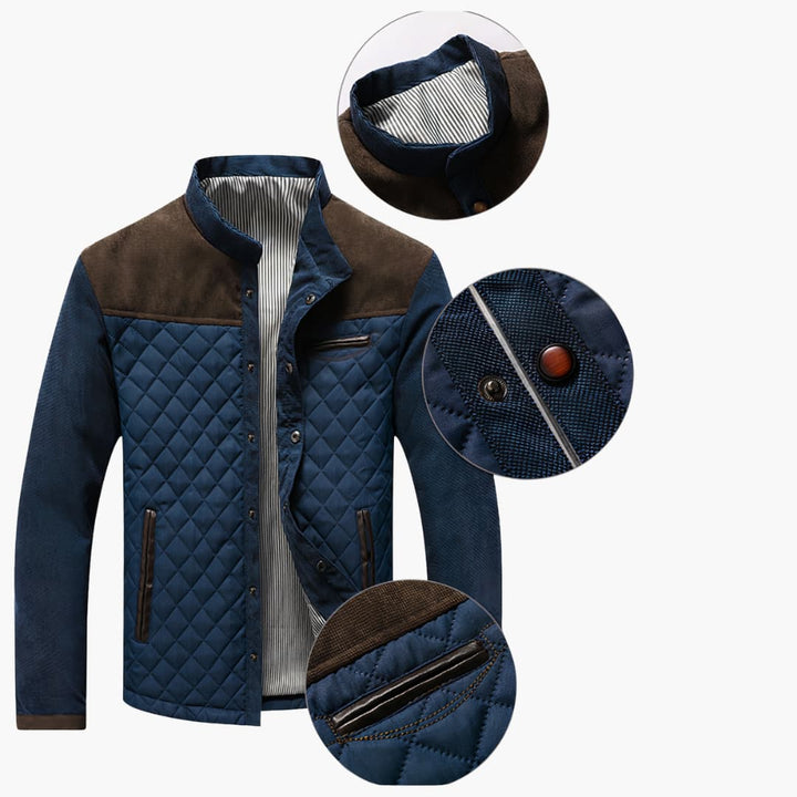 Herren Outdoor Jacke mit Diamantsteppung und Druckknopfverschluss
