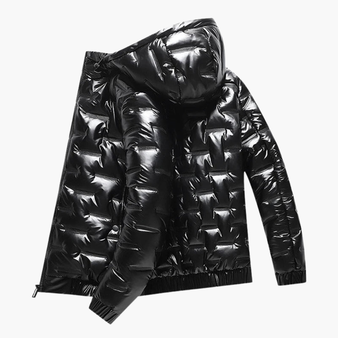 Herren Pufferjacke mit Kapuze Reißverschluss und Rippbündchen