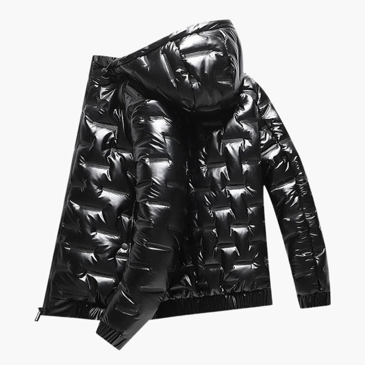 Herren Pufferjacke mit Kapuze Reißverschluss und Rippbündchen