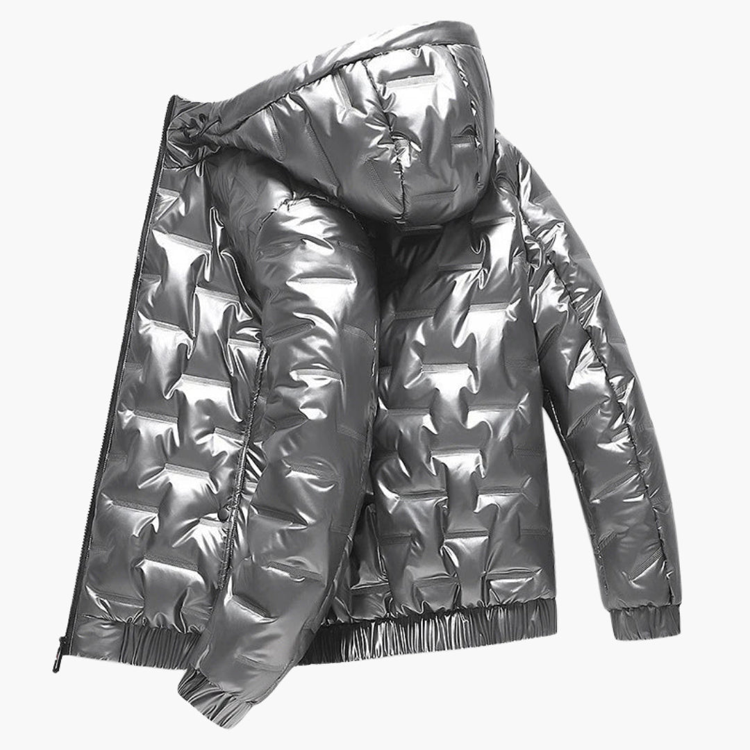 Herren Pufferjacke mit Kapuze Reißverschluss und Rippbündchen