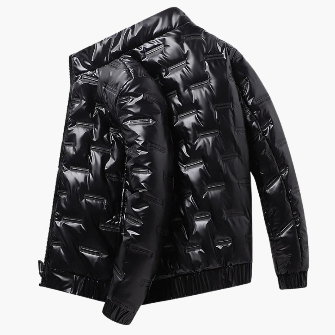 Herren Pufferjacke mit Kapuze Reißverschluss und Rippbündchen