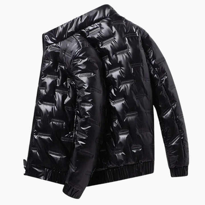 Herren Pufferjacke mit Kapuze Reißverschluss und Rippbündchen