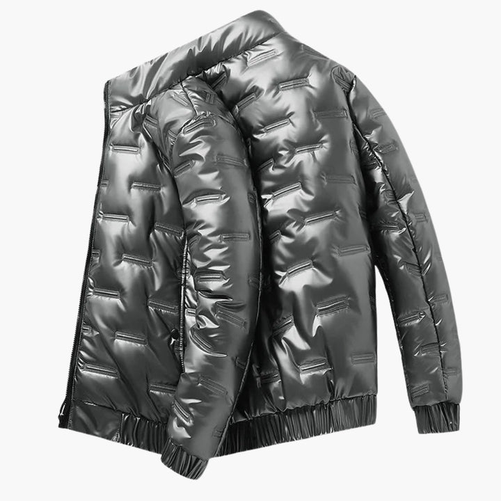 Herren Pufferjacke mit Kapuze Reißverschluss und Rippbündchen