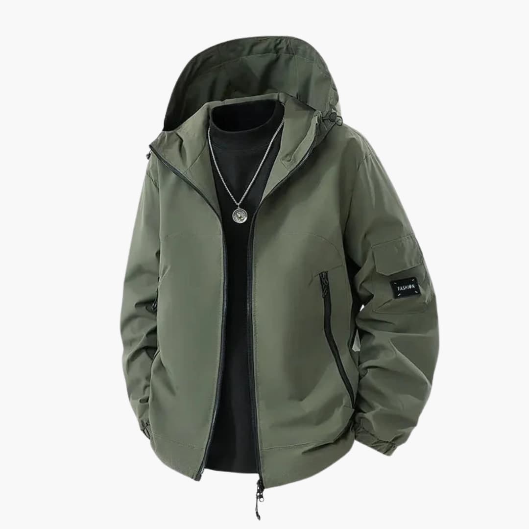 Herren Skijacke mit Kapuze, Reißverschluss und mehreren Taschen