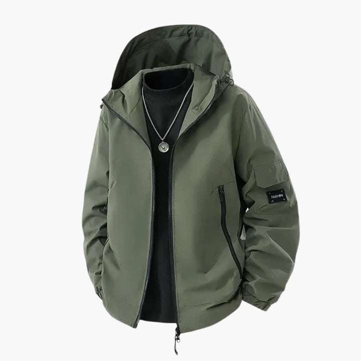 Herren Skijacke mit Kapuze, Reißverschluss und mehreren Taschen