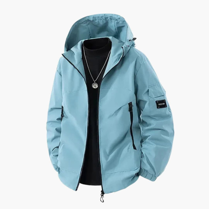 Herren Skijacke mit Kapuze, Reißverschluss und mehreren Taschen