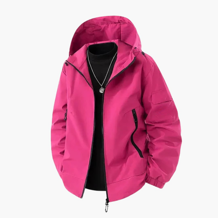 Herren Skijacke mit Kapuze, Reißverschluss und mehreren Taschen