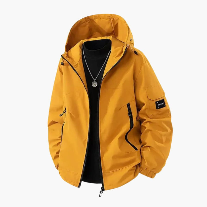 Herren Skijacke mit Kapuze, Reißverschluss und mehreren Taschen