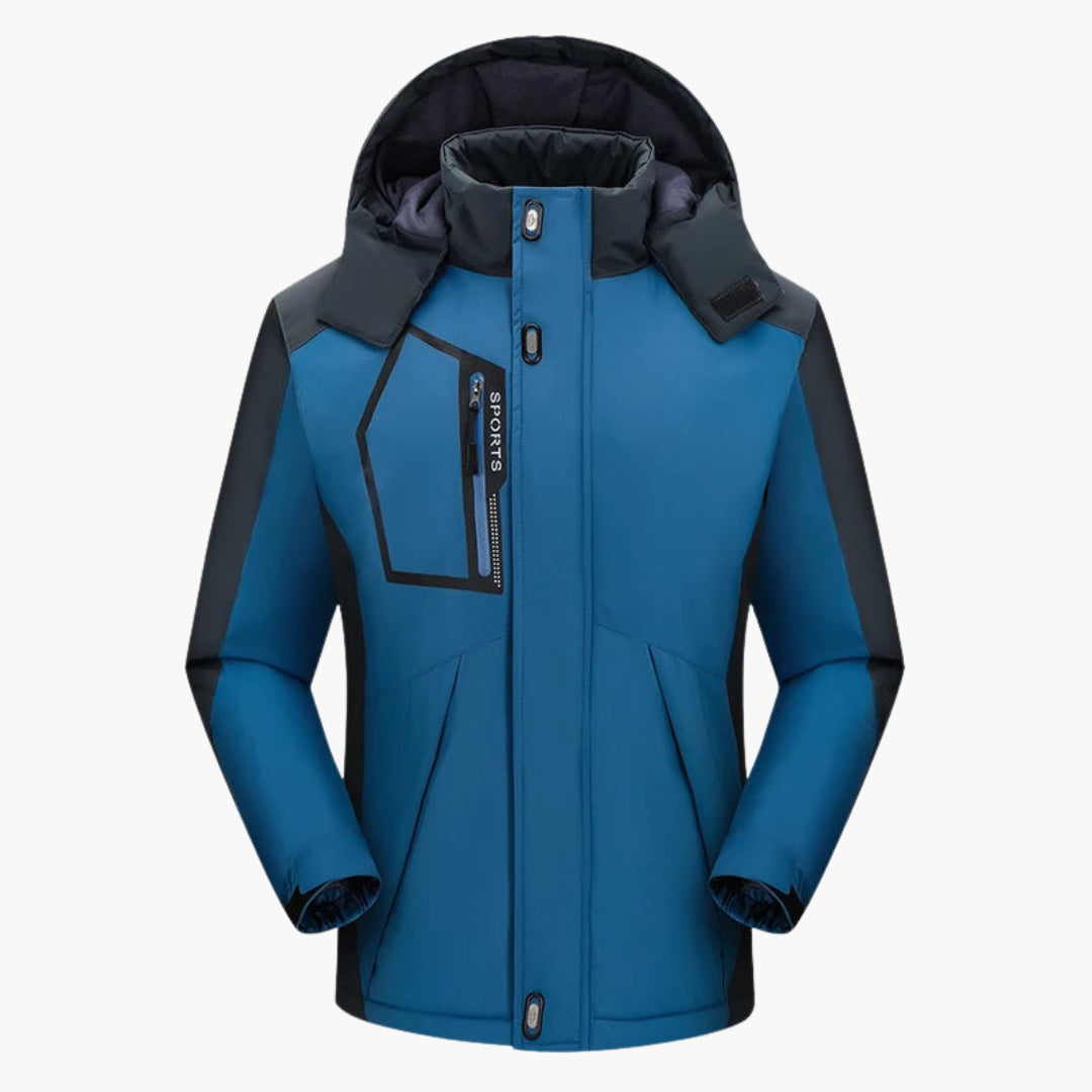 Herren Skijacke mit Kapuze und Reißverschlusstaschen