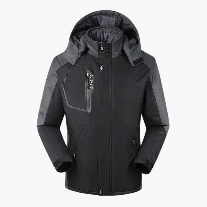 Herren Skijacke mit Kapuze und Reißverschlusstaschen