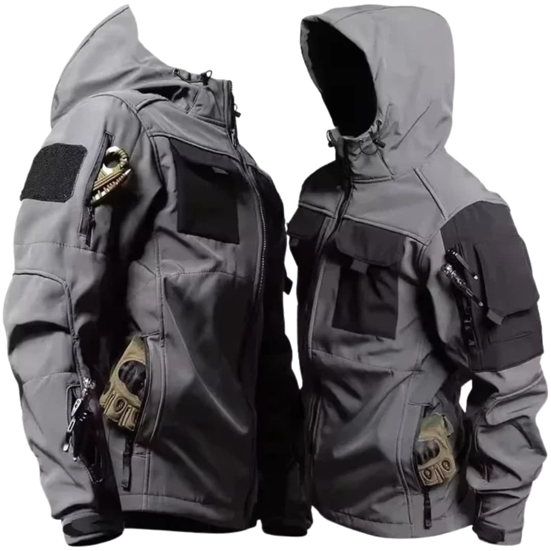 Herren Softshelljacke mit Frontreißverschluss und verstellbarer Kapuze