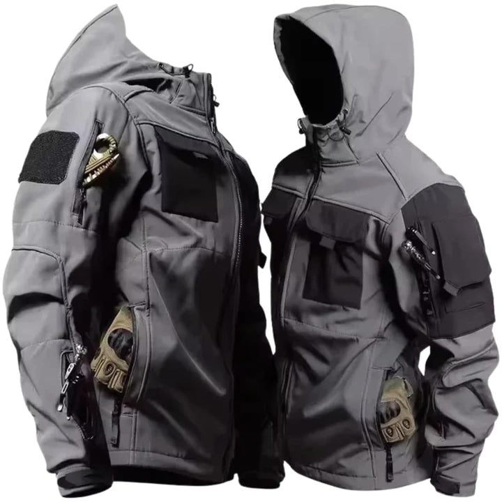 Herren Softshelljacke mit Frontreißverschluss und verstellbarer Kapuze