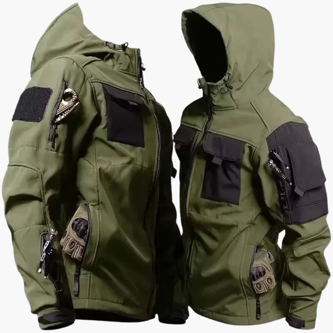 Herren Softshelljacke mit Frontreißverschluss und verstellbarer Kapuze