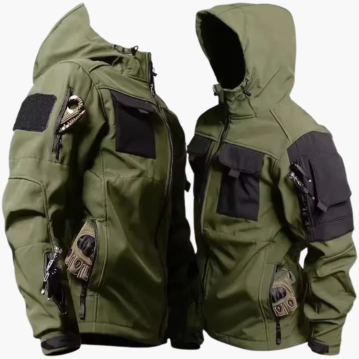Herren Softshelljacke mit Frontreißverschluss und verstellbarer Kapuze