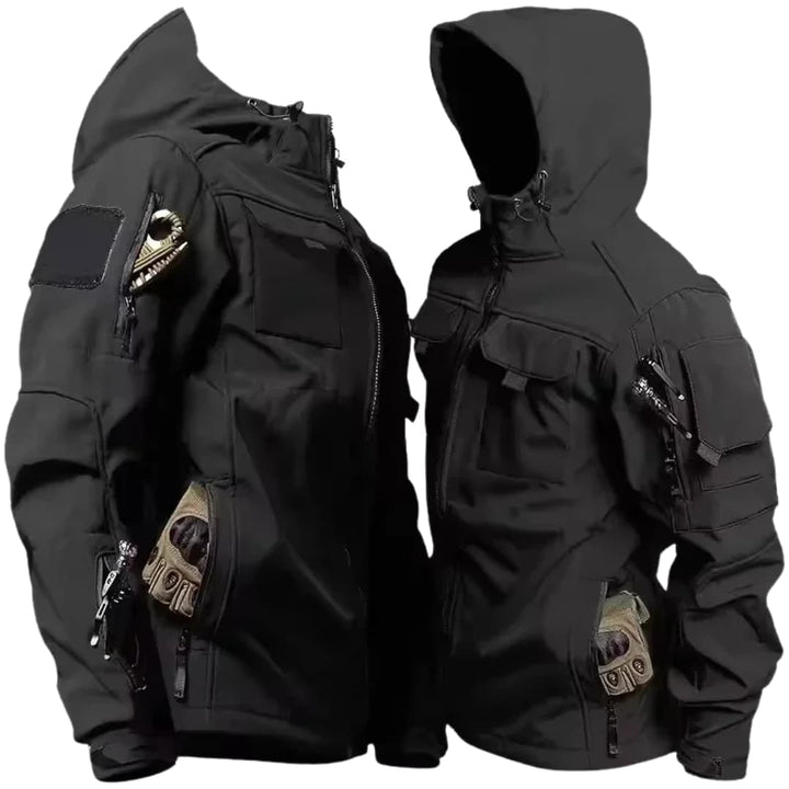 Herren Softshelljacke mit Frontreißverschluss und verstellbarer Kapuze
