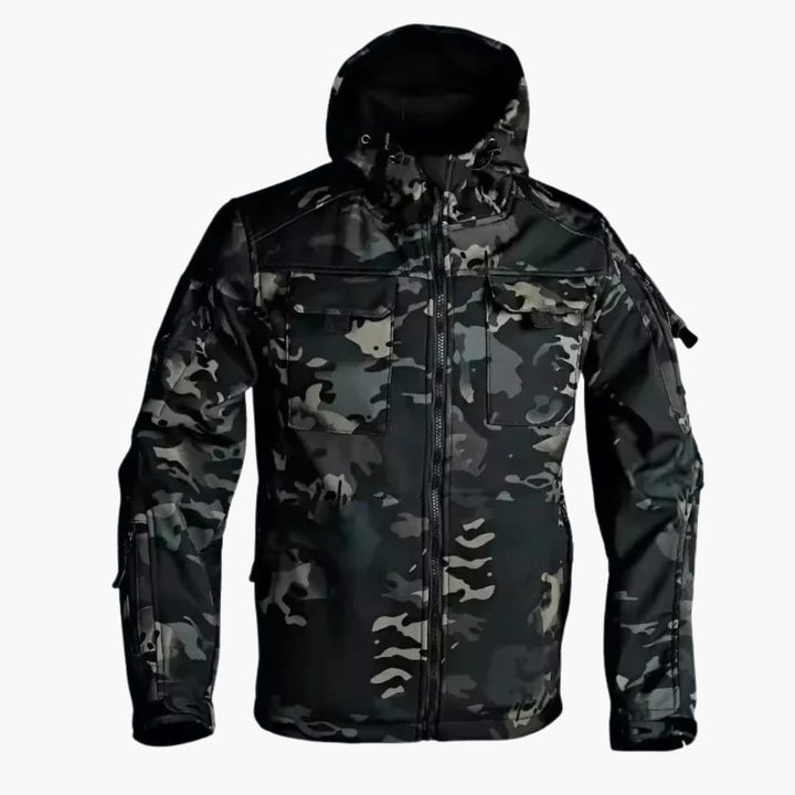 Herren Softshelljacke mit Frontreißverschluss und verstellbarer Kapuze