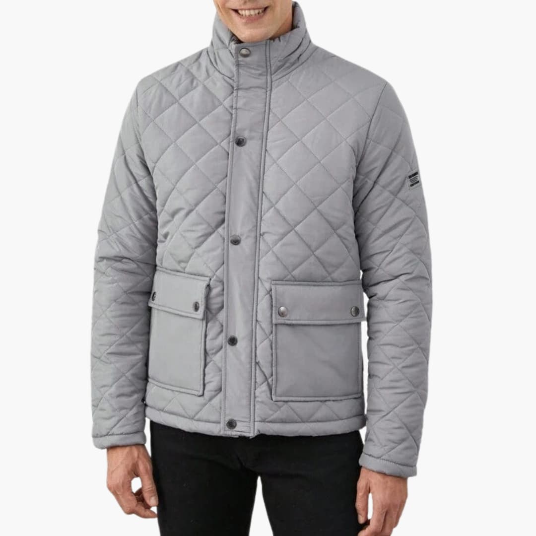 Herren Stepp Winterjacke mit hohem Kragen und Druckknopfverschluss