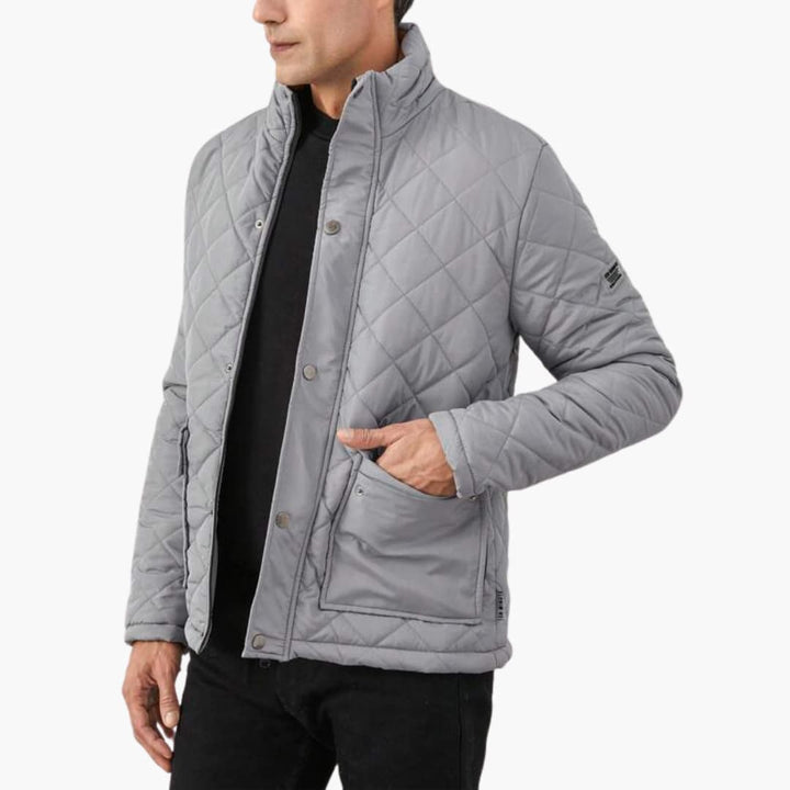 Herren Stepp Winterjacke mit hohem Kragen und Druckknopfverschluss