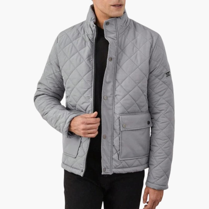 Herren Stepp Winterjacke mit hohem Kragen und Druckknopfverschluss