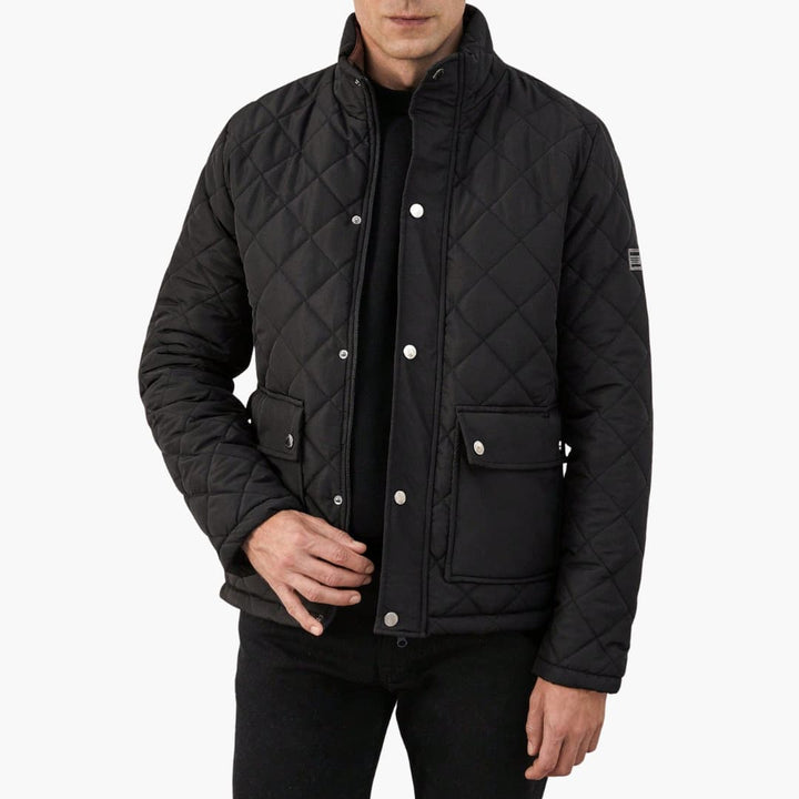 Herren Stepp Winterjacke mit hohem Kragen und Druckknopfverschluss