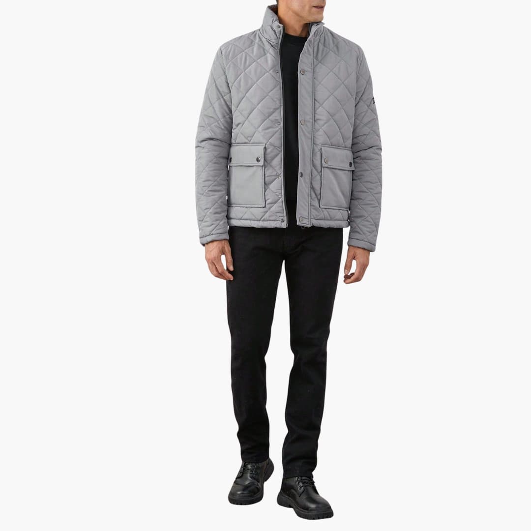 Herren Stepp Winterjacke mit hohem Kragen und Druckknopfverschluss