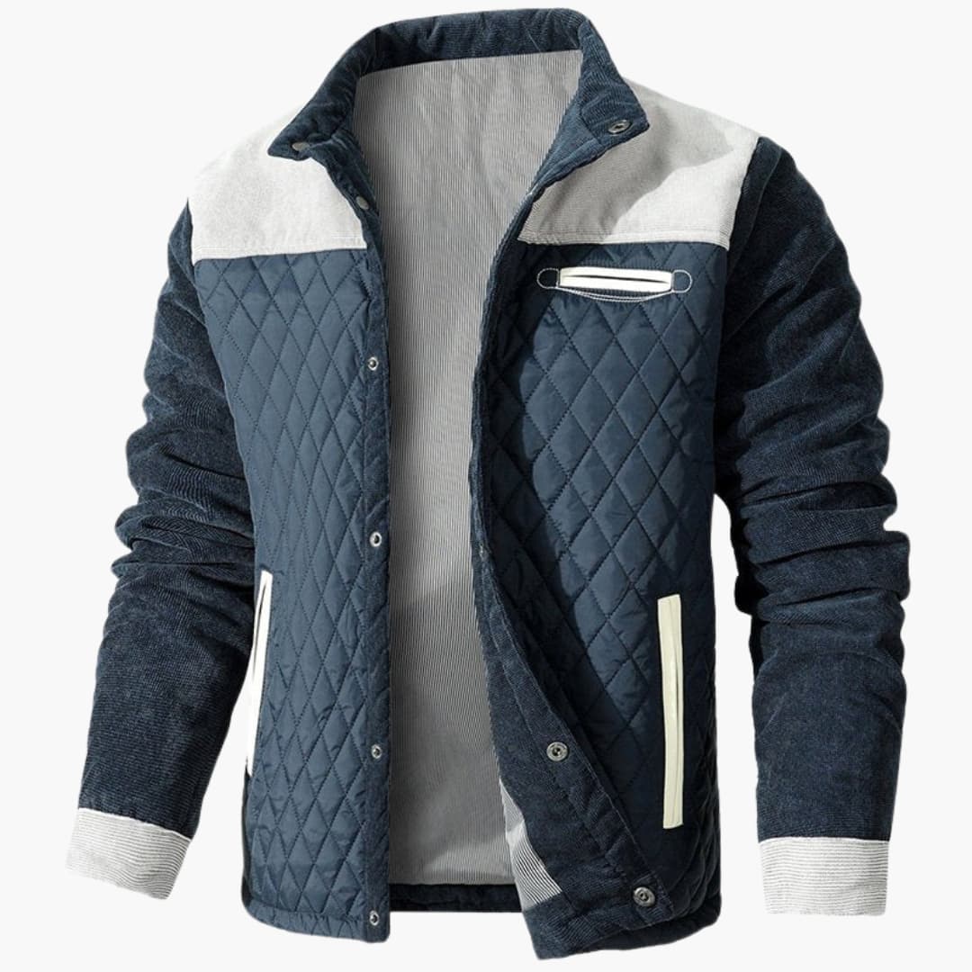 Herren Steppjacke mit Druckknöpfen und Kontrastpanelen